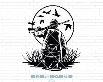 Duck Hunter Svg, Pato Caza Svg / Caza Hombre Svg, Cazador Svg / Cazador de Patos Clipart / Duck Hunter Archivos para Cricut / Archivos Digitales