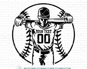 Gepersonaliseerde naam Svg, honkbalspeler Svg, honkbal moeder Svg, honkbalteam Svg, honkbalspeler Clipart, honkbal Cutfile, Png Dxf Jpg Eps