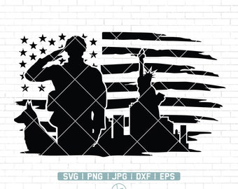 US Soldier SVG | Veteran Soldier svg | Military svg | Military Soldiers with Flag Svg | US flag svg | Veteran's Day Svg | Soldier Cut File