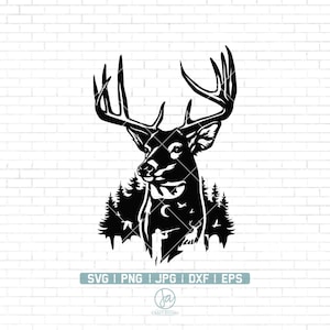 Hirsch Jäger SVG | Reh jagd svg | Outdoor Landschaft svg | Angeln Svg | Hirsch Motiv svg | Jagd Reh Svg Plotterdateien für Cricut | Png Dxf