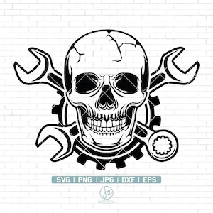Skull Mechanic Svg | Patriotic Skull Svg | Mechanic Logo | Skull Mechanic Svg | Wrenches Svg | Mechanic Skull Png | Skull Cutting Files