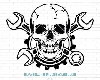Skull Mechanic Svg | Patriotic Skull Svg | Mechanic Logo | Skull Mechanic Svg | Wrenches Svg | Mechanic Skull Png | Skull Cutting Files