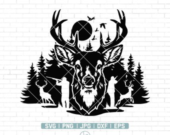 Hunting Deer Svg File | Hunting Svg | Deer hunting Svg | Outdoor Hunting Svg | Deer Hunter Svg | Hunting Shirt Svg | Deer Svg | Png Dxf Eps