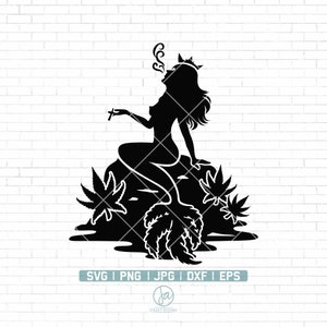 Cannabis Meerjungfrau Svg | Weed Meerjungfrau Svg | Meerjungfrau Svg | Raucher Cannabis Svg | 420 Svg | Unkraut Svg | Smoking Joint Svg | Png Dxf Jpg Eps