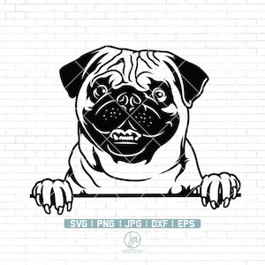 Pug Svg | Peeking Pug Svg | Pug Clipart | Dog Svg | funny animal face |  peekaboo | Peeking Dog svg | Instant Download | Png Dxf Jpg  Eps