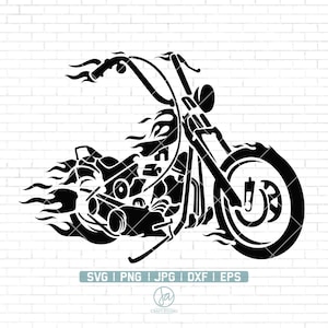 Flaming Motorbike Svg | Motorbike Svg | Motorcycle Svg | Flaming Motorcycle Svg | Motorbike Clipart | Flaming Biker Svg | Png Dxf Jpg Eps