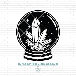 Crystal Ball SVG File | Mystical SVG | Crystal with Flower SVG | Floral Moon svg | Psychic svg | Witchy svg | Magic Crystal Svg | Dxf Png