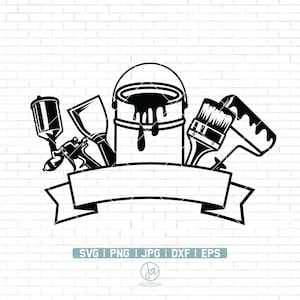 Wall Painting Tools svg | Paint Brush svg | Paint Tools svg | Painting Tools Clipart | Paint Roller svg | Painting Logo svg | Png Dxf Eps
