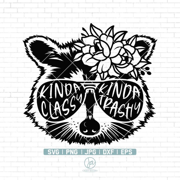 Racoon SVG PNG | Floral Racoon Svg | Racoon Sunglasses Svg | Animal Shirt Svg | Scavenger Animal Clipart | Sublimation Designs | Png Dxf Eps