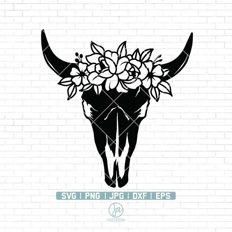 Cow Skull With Flowers SVG File Cow Skull Floral Svg Cow - Etsy