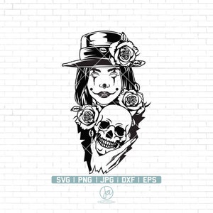 Gangster Girl SVG File | Clown Girl svg | Girl Skull svg | Clown Svg | Girl svg | Gangster Girl Shirt | Girl Clipart | Skull Svg | Png Dxf