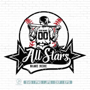 All Stars Svg Png, Personalized Name Svg, Baseball Player Svg, Baseball Mom Svg, Baseball Team Svg, Softball Team Svg, Baseball Cricut
