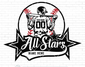 All Stars Svg Png, Personalized Name Svg, Baseball Player Svg, Baseball Mom Svg, Baseball Team Svg, Softball Team Svg, Baseball Cricut