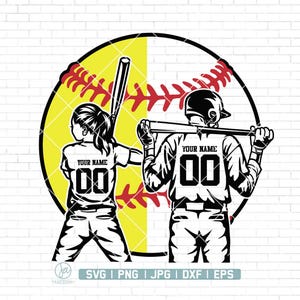 Personalized Name Svg Png, Softball and Baseball Player Svg, Softball Team Svg, Softball Mom Svg, Baseball Mom Svg, Baseball Svg