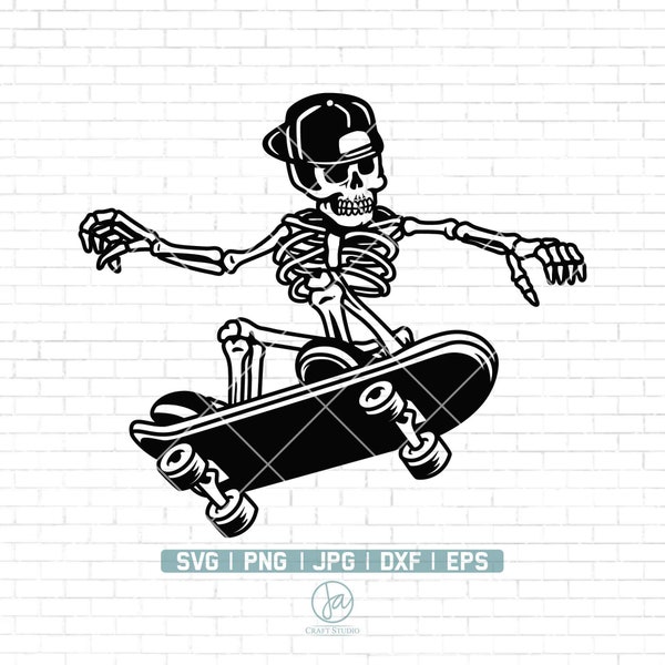 Skeleton Skateboarding SVG | Death Skull Skateboard Svg | Skeleton Svg | Skater Skate Ride Tricks | Skateboarding Svg Files | Dxf Png Eps Ai