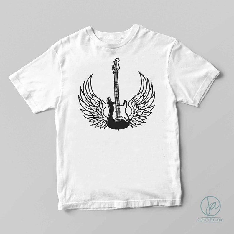 Electric Guitar and Angel Wings Svg Bass Guitar Svg - Etsy