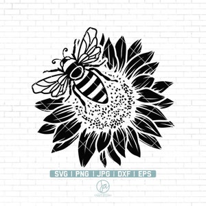 Bee and sunflower SVG PNG | Sunflower svg | Bee svg | Honey bee svg | Honey svg | Bee quotes Svg | Bee Clipart | Vector | Png Dxf Jpg Eps