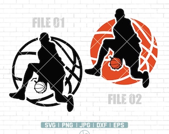 Jugador de baloncesto Svg / Camiseta de baloncesto / Baloncesto Png / Deportes de equipo Svg / Baloncesto Cricut / Baloncesto Svg Archivos para Cricut / Png Dxf