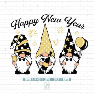 Gnomos de Ano Novo SVG | SVG de Ano Novo | Feliz Ano Novo SVG | Gnomos SVG | Arquivos Gnome para cricut | Arquivos Gnome Svg para Silhouette | Png Dxf