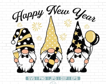 Gnomi di Capodanno SVG / Capodanno Svg / Felice Anno Nuovo Svg / Gnomi Svg / File Gnome per cricut / File Svg Gnome per Silhouette / Png Dxf