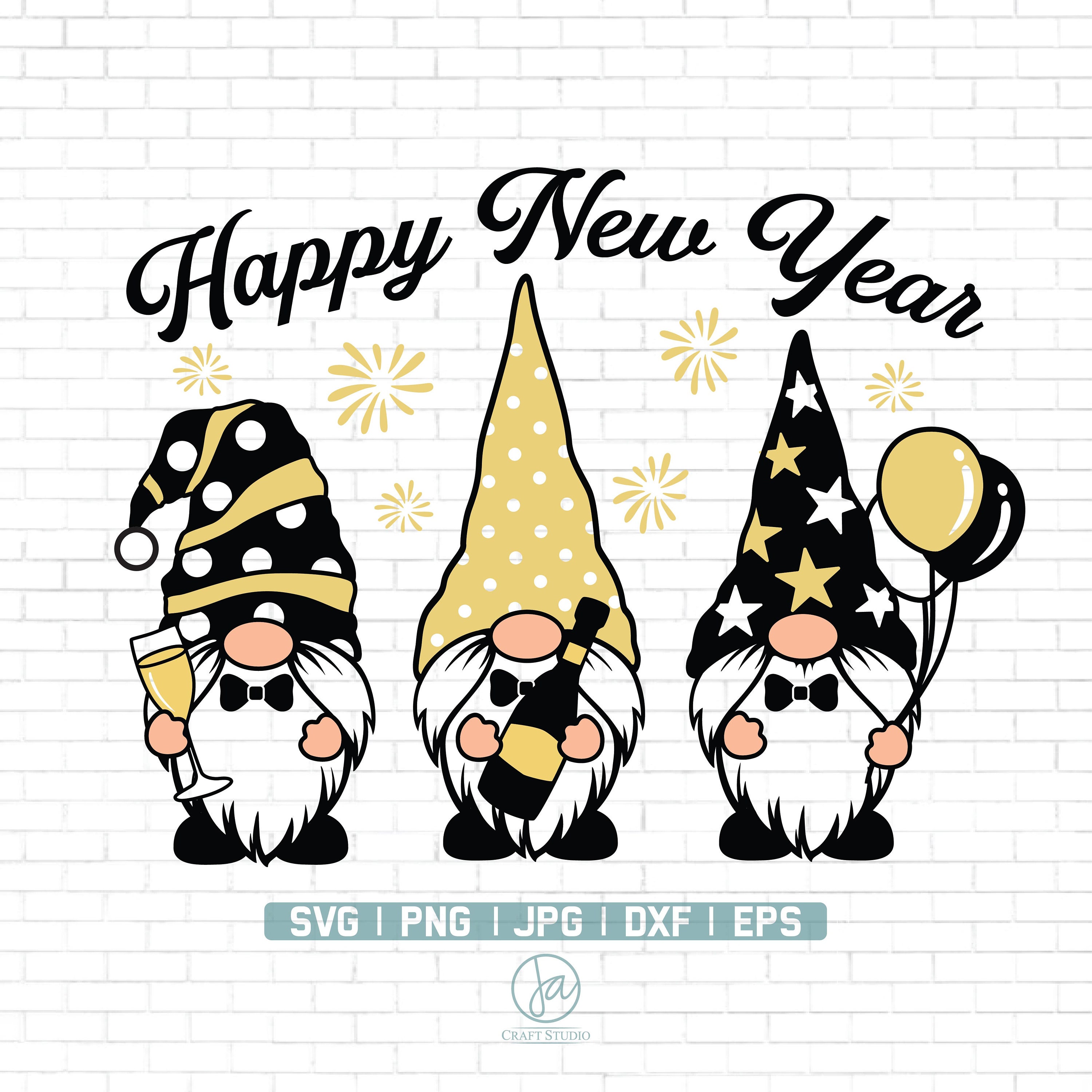 Nieuwjaar kabouters SVG Nieuwjaar SVG Gelukkig Nieuwjaar SVG Kabouters