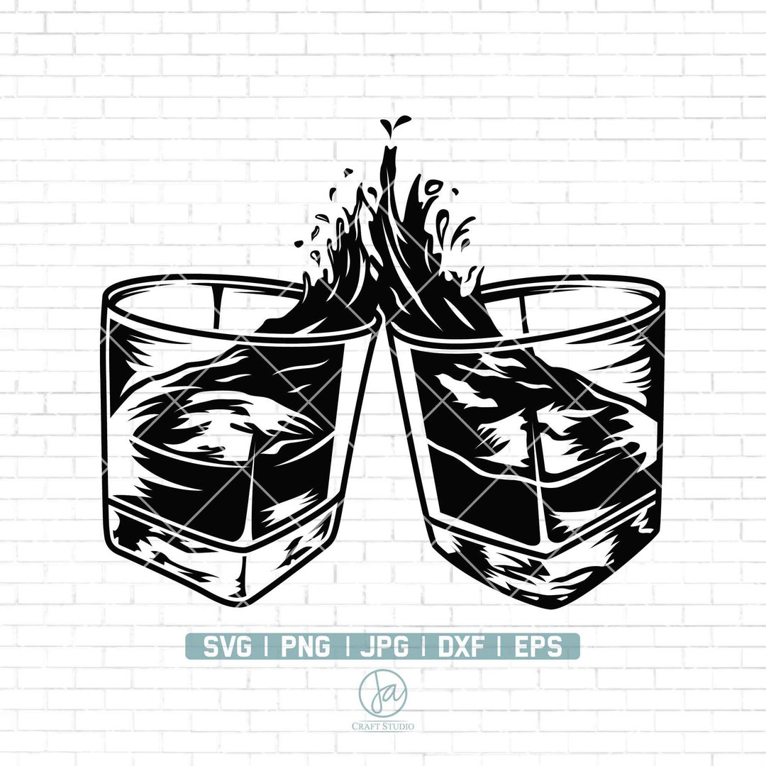 Whisky Two Glass Svg Whiskey Glass Svg Whiskey Glass Clipart Whisky Svg