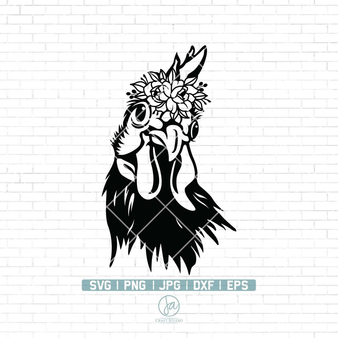 Chicken With Floral Wreath Svg | Chicken Svg | Flower Headband | Farm ...