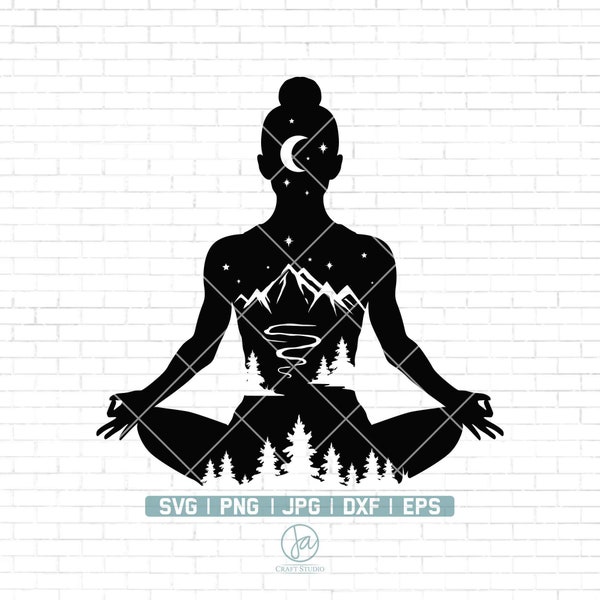 Yoga svg | Yoga Pose svg | Mother Nature svg | Nature svg | Yogi svg | Cricut & Silhouette | Printable | Vector | Clipart | Png Dxf Jpg Eps