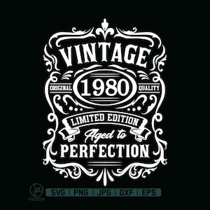 45th Birthday Svg | 45th Birthday Shirt | Vintage 1980 Svg | 1980 Aged to perfection | Aged to Perfection Svg | 45th Birthday Gift Idea