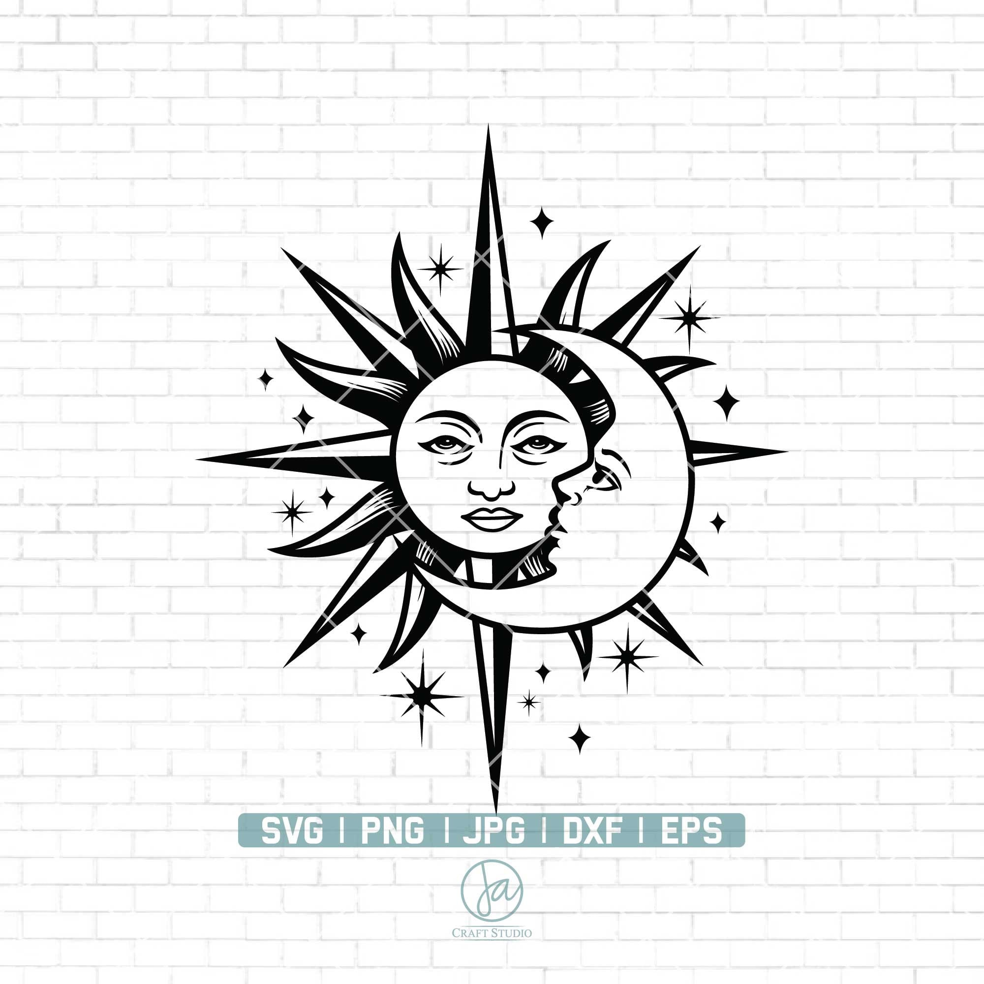 Sun Moon Face Tattoo PNG Transparent SVG Vector
