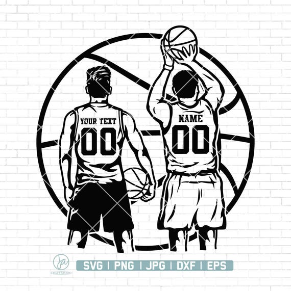 Two Basketball Player Svg Personalized Name Basketball Svg