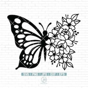 Arquivo Svg de borboleta | Flor de borboleta svg | Borboleta floral svg | Arquivo SVG de borboleta | Flores SVG | Arquivos SVG para cricut e silhueta