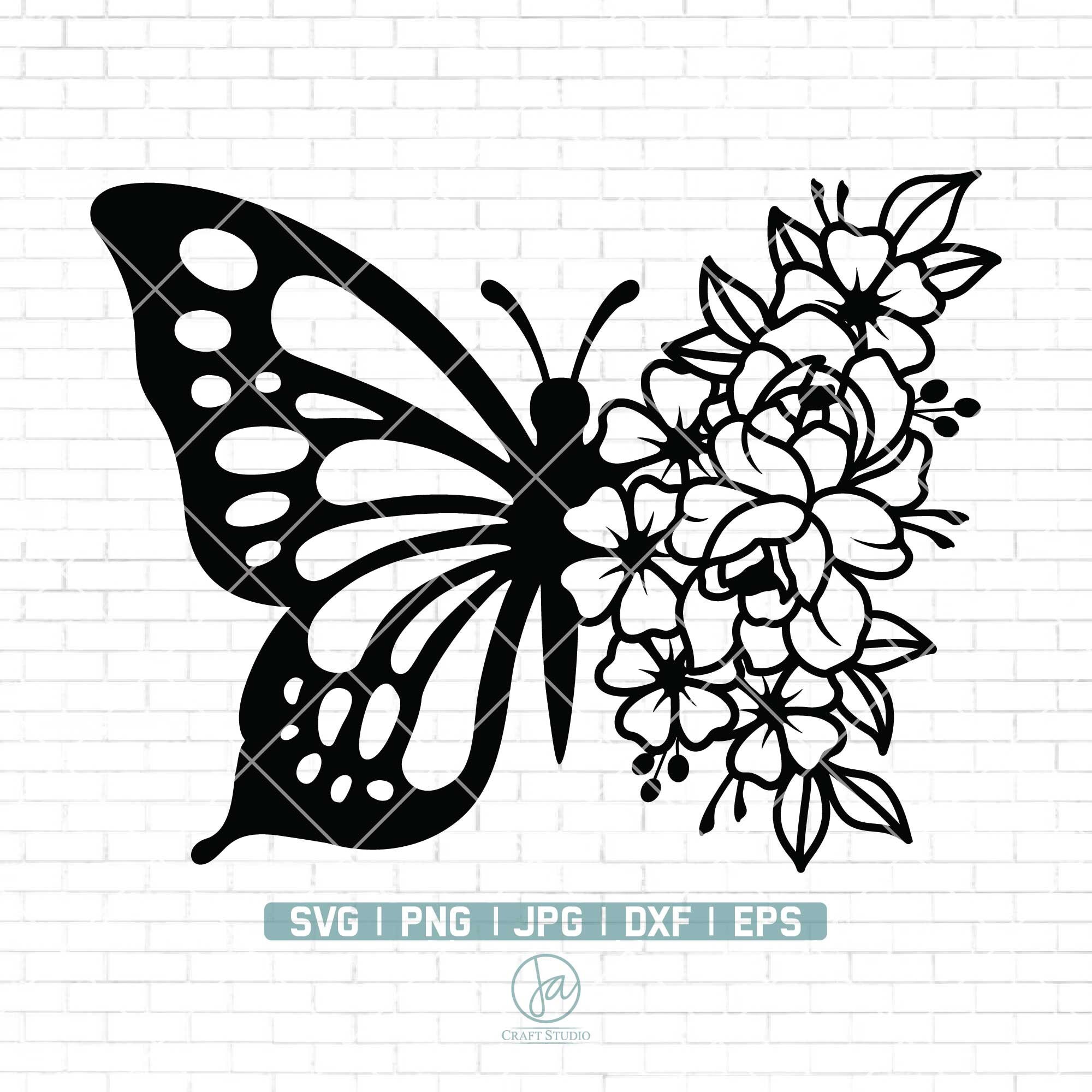 Butterfly Svg File Butterfly Flower Svg Floral Butterfly Etsy Australia
