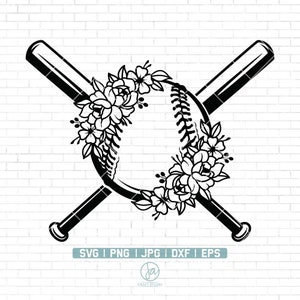 Baseball SVG file | Softball svg | floral baseball svg | Floral softball svg | love baseball | Softball with flowers svg | baseball cut file