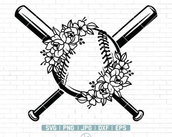 野球 SVG ファイル | ソフトボール SVG | 花柄野球 SVG | 花柄ソフトボール SVG | 野球大好き | 花柄ソフトボール SVG | 野球カット ファイル