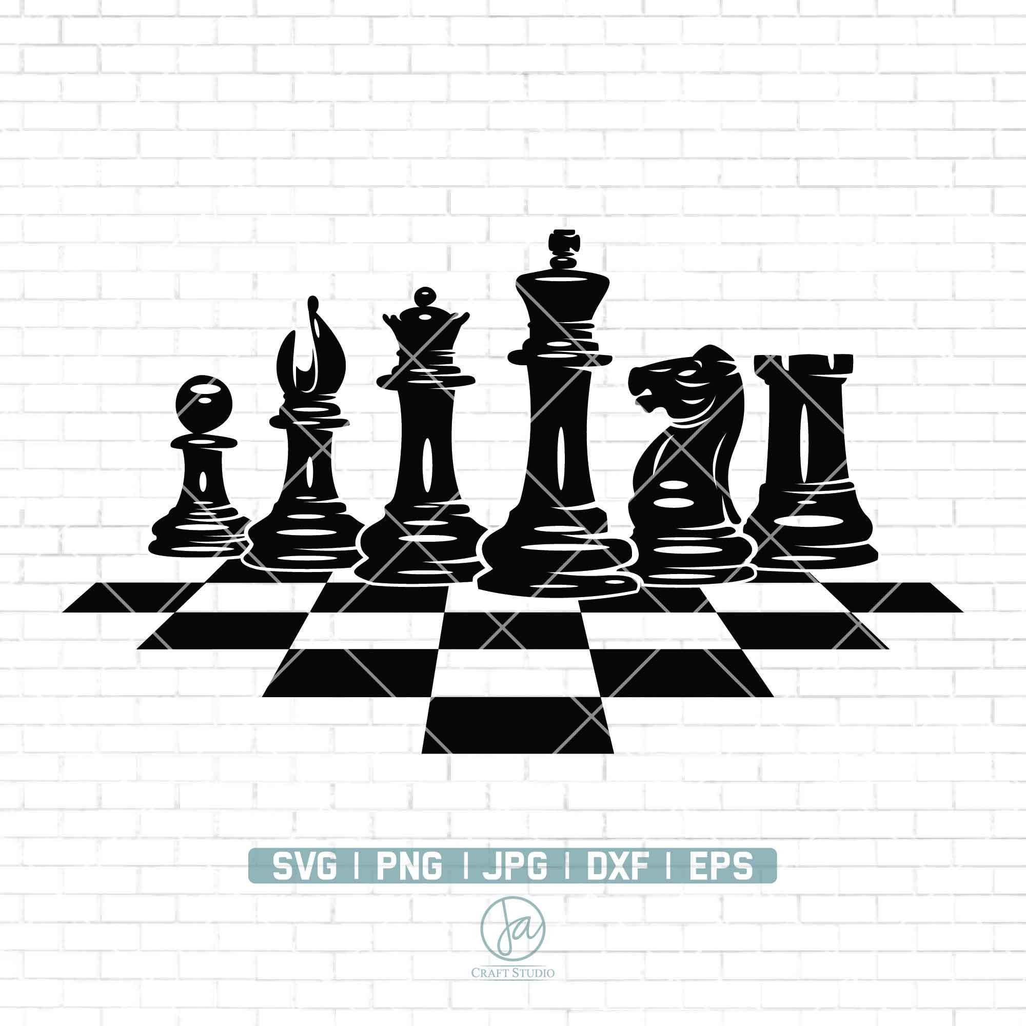 Chess Piece Black King Club Pieces Banner Board Game Check Mate Player  Competition FIDE Master .SVG .PNG Clipart Vector Cricut Cut Cutting