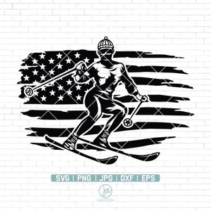 US Skiing SVG | Skier Svg | American Snow Skier SVG | Skier Svg Files for Cricut | Skier Svg Files for Silhouette | Png Dxf Jpg Eps