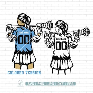 Personalisierter Name SVG, Lacrosse Spielerin Monogramm, Lacrosse Team geschnitten Datei, Lacrosse Team geschnitten Datei, Lacrosse Player Clipart, Lacrosse Cutfile, Png Dxf