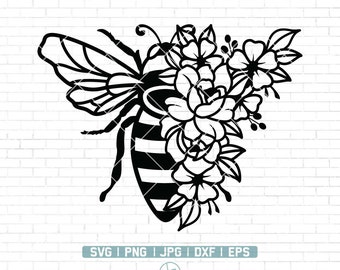 Flowers Bee Svg File / Bee svg / Floral Bee Svg / Bee Clipart / Bee insect svg / Floral Bee Shirt / Bee Shirt / Bee Svg file for Cricut