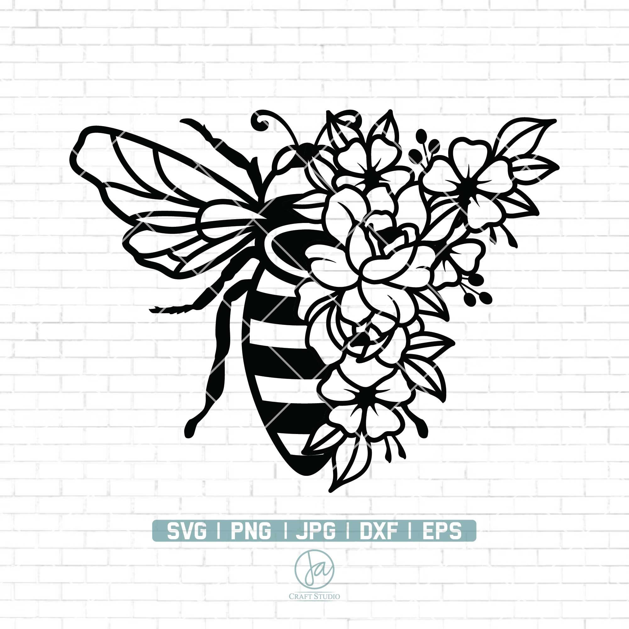 Flowers Bee Svg File Bee Svg Floral Bee Svg Bee Clipart Etsy Canada
