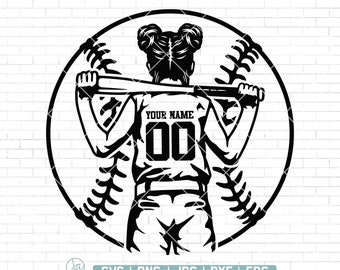 Nom personnalisé Svg, Svg de joueur de softball, Svg de l'équipe de softball, Svg de maman de softball, Clipart joueur de softball, Softball Cutfile, Baseball Svg