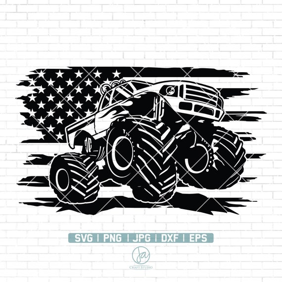 USA Monster Truck Svg | Monster Truck Clipart | Truck Svg | Monster Truck Png | US Monster Truck Shirt | Off Road Vehicle | Cutting Files