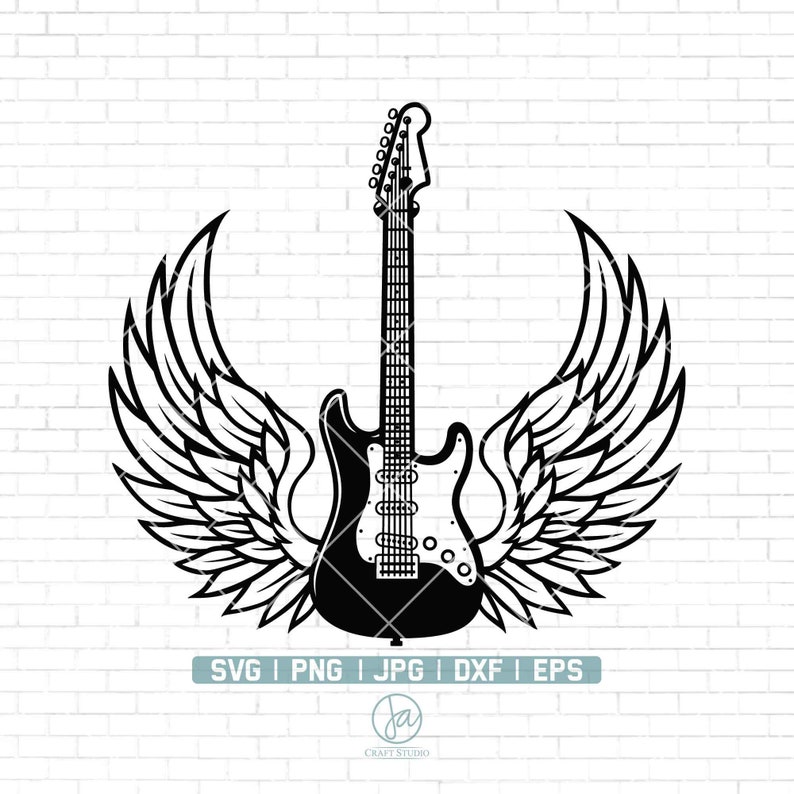 Electric Guitar and Angel Wings Svg Bass Guitar Svg Etsy Australia
