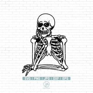 Bored Skeleton Svg | Funny Gothic Decal T-Shirt Graphics | Skeleton Svg Files for Cricut | Skeleton Png | Cricut & Silhouette | Png Dxf Eps