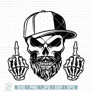 Skull Middle Finger Svg | Skull Svg | Skeleton Svg | Skull Shirt Svg | Skull Clipart | Middle Finger Svg | Digital Download | Png Dxf Eps