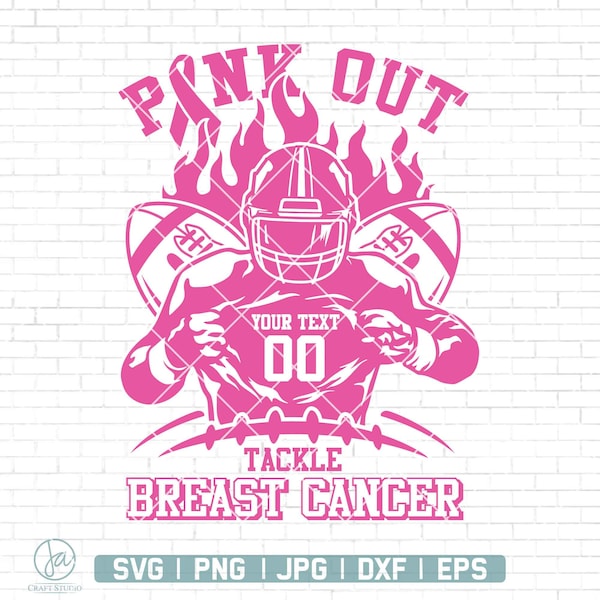 Football Svg | Pink Out Tackle Breast Cancer | Cancer Awareness svg | Fight Breast Cancer Flag svg | Football Player Svg | Png Dxf Jpg Eps