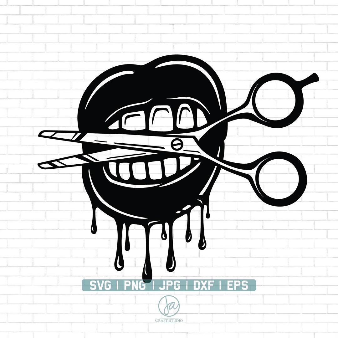 Lips Bite Scissors Svg File Barber SVG Hair Stylist SVG Woman Female