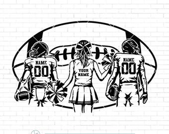 Football Player Svg | Cheerleader Svg | Football Name Svg | Cheer Dance Svg | Football Shirt | Football Season | Cheer Clipart | Png Dxf Eps