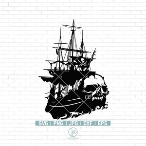 Pirate Ship svg | Black Ship svg | Pirate Clipart | Pirate Shirt svg | Pirate Ship Stencil | Pirates png | Black Pirate svg | Png Dxf Eps