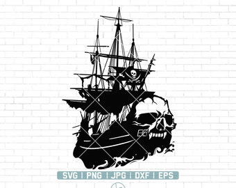 Pirate Ship svg | Black Ship svg | Pirate Clipart | Pirate Shirt svg | Pirate Ship Stencil | Pirates png | Black Pirate svg | Png Dxf Eps
